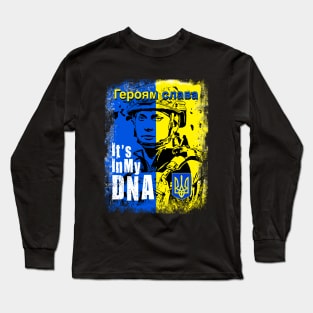 It's In My DNA Ukrainian Gifts Vyshyvanka Kozak Ukraine Flag Long Sleeve T-Shirt